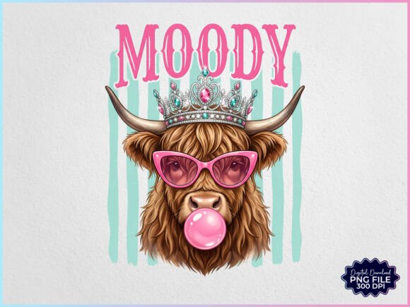 Download Moody Highland Cow Stripe PNG - Moody Collection