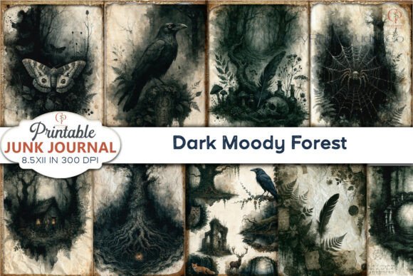 Download Dark Moody Forest Junk Journal Pages - Moody Collection