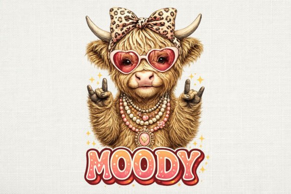 Download Moody Western Highland Cow PNG Design - Moody Collection