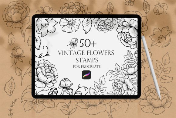 Download Vintage Flowers Procreate Stamps - Stamps Collection