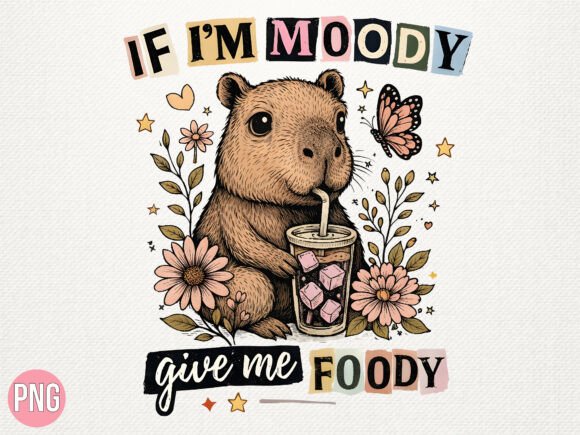 Download Moody Capybara Drinking Iced Coffee PNG - Moody Collection
