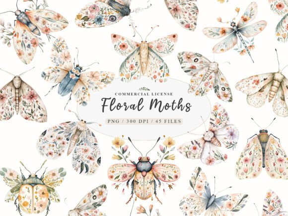 Download Watercolor Botanical Floral Luna Moth - Botanical floral Collection