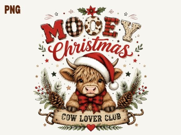 Download Moody Christmas Cow Lover Club PNG, Cute - Moody Collection